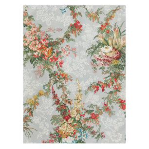 Weiches Salbeigrün Vintage-Blumen-Chinoiserie-Gart Tischdecke