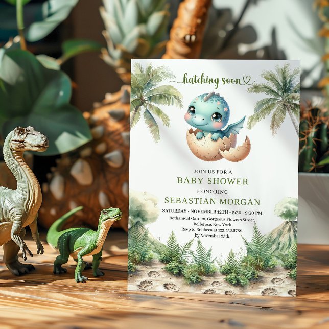 Weiches Schlüpfen bald Wasserfarbe Dinosaurier Ein Einladung (Soft Hatching Soon Watercolor Dinosaur Invite)