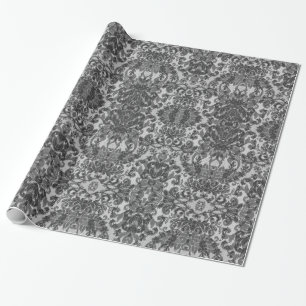 Weiches schwarzes Damast-Gotik-Kunstwerk Geschenkpapier