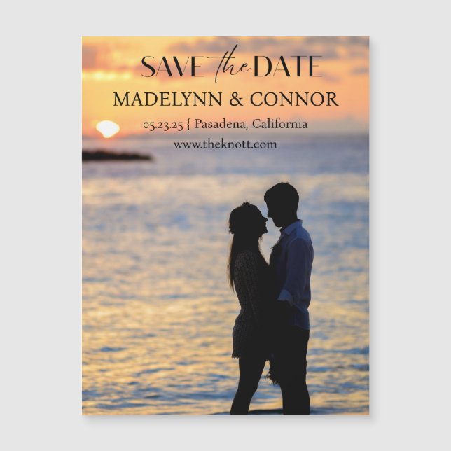 Weiches Script-Foto Save the Date Magnetkarte Magneteinladung (Vorderseite)