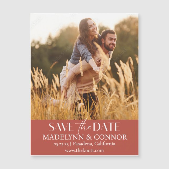 Weiches Script-Foto Save the Date Magnetkarte Magneteinladung (Vorderseite)