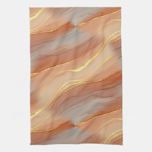 Weiches Taupe-Burnt-Orange-Marmor-Gold Geschirrtuch