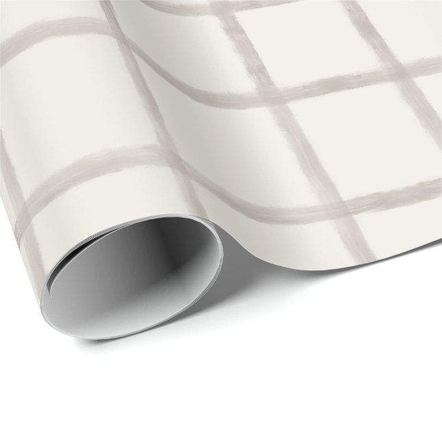 Weiches Taupe-Wasserfarbe-Fensterpaneel-Karomuster Geschenkpapier (Rolleneckpunkt)