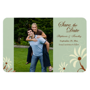 Weiches Teal + cremefarbene Blumen Hochzeitseinlad Magnet