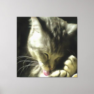 Weiches und sanftes Fell und Purr einer grauen Kat Leinwanddruck
