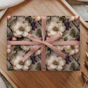Weiches Vintage-Creme-Blumen-Garten-Muster Romanti Geschenkpapier