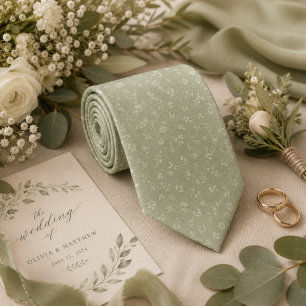 Weiches Vintage-Sage-Grün Floral Krawatte