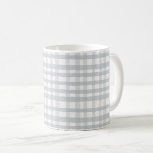 Weiches Wasserfarb-Karomuster in neutralem Blaugra Kaffeetasse