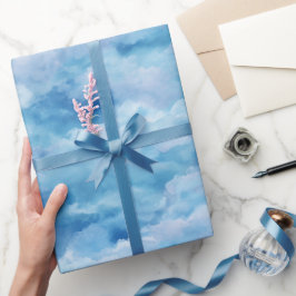 Weiches Wasserfarben Blau Nebel Himmel Abstraktes  Geschenkpapier