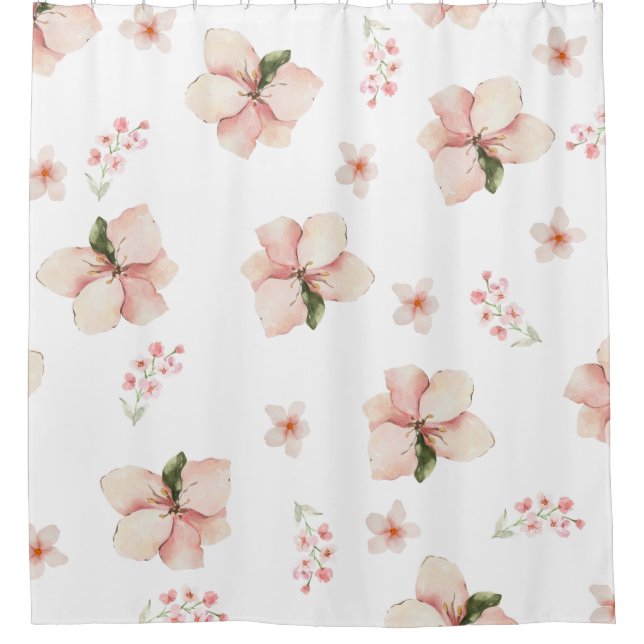 Weiches Wasserfarben-Blumen-Nahtlosmuster Duschvorhang (Vorderseite)
