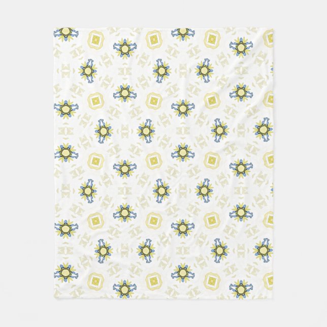 Weiches Wasserfarben-Blumenfliesenmuster Fleecedecke (Vorderseite)
