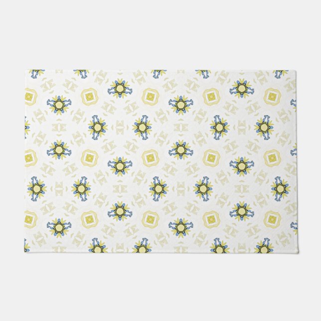 Weiches Wasserfarben-Blumenfliesenmuster Fußmatte (Vorderseite)