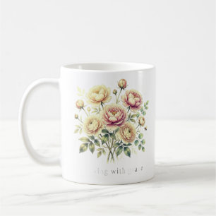 Weiches Wasserfarben-Pfingstrosenbouquet.... Kaffeetasse