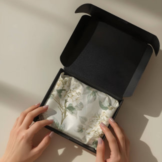 Weiches weißes Hortensien-Blumenmuster Seidenpapier