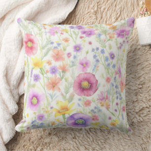 weiches Wildblumen-Pastellmuster Kissen