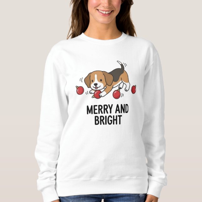 Weiches Winter-Warmes Beagle-Hund Fröhliches Helle Sweatshirt (Vorderseite)