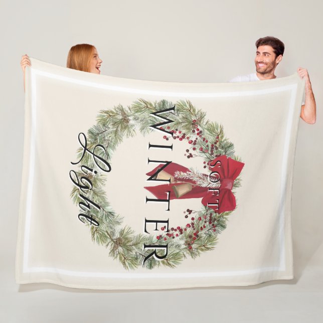 Weiches Winterlicht mit Weihnachtskranz Fleecedecke (Beispiel)