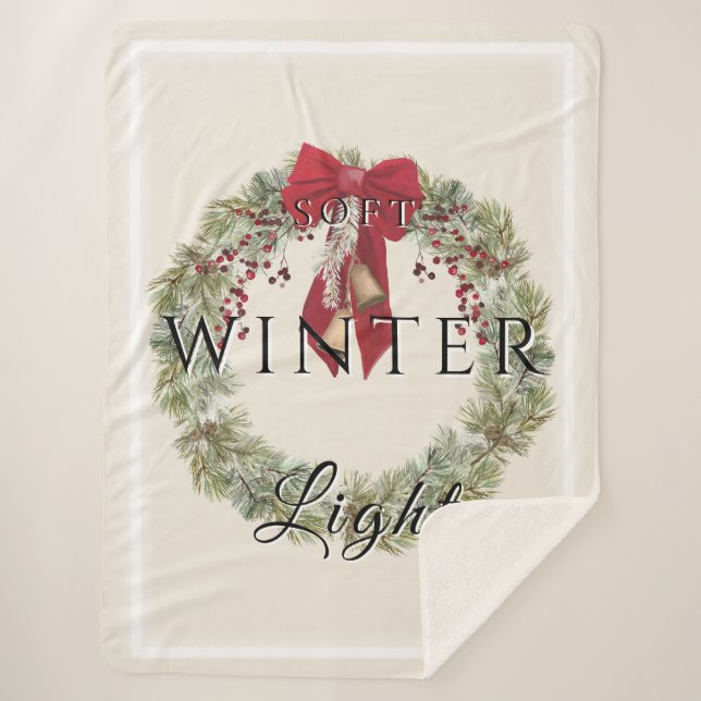 Weiches Winterlicht mit Weihnachtskranz Sherpadecke (Vorderseite)