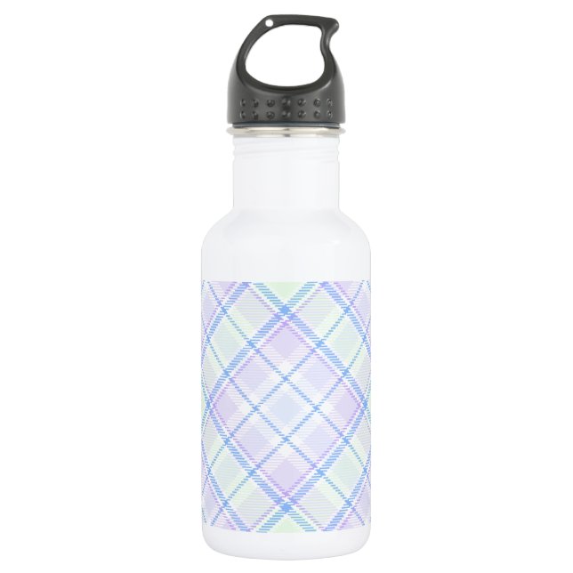 Weichfarben Kariert Edelstahlflasche (Vorderseite)