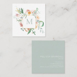 Weichfarbenflormonogramm Quadratische Visitenkarte