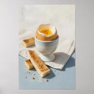 Weichgekochtes Ei mit Toastsoldaten – Minimalist B Poster