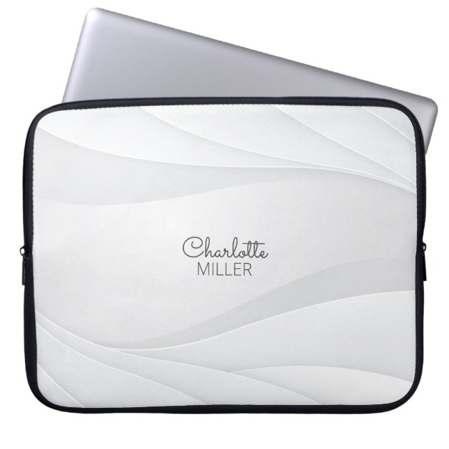 Weichgrau Abstrakte Waves Muster mit Individuelle  Laptopschutzhülle (Vorderseite)