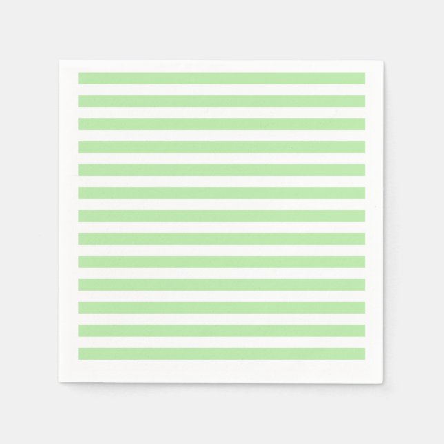Weichgrüne und weiße Streifen Serviette (Vorderseite)
