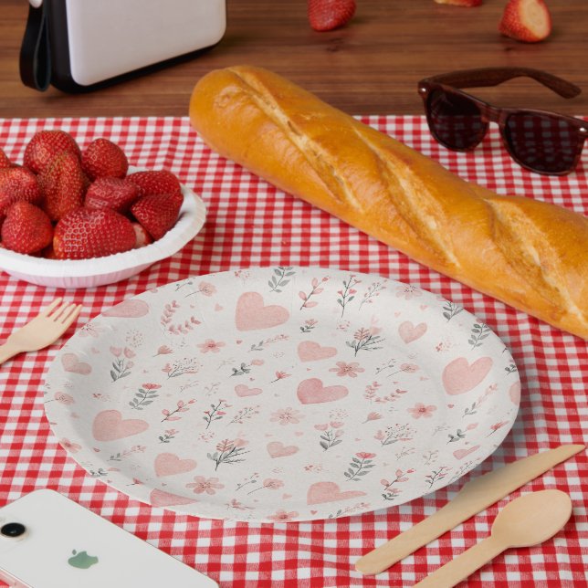 Weichherzige Blumen-Papierteller Pappteller (Picknick)
