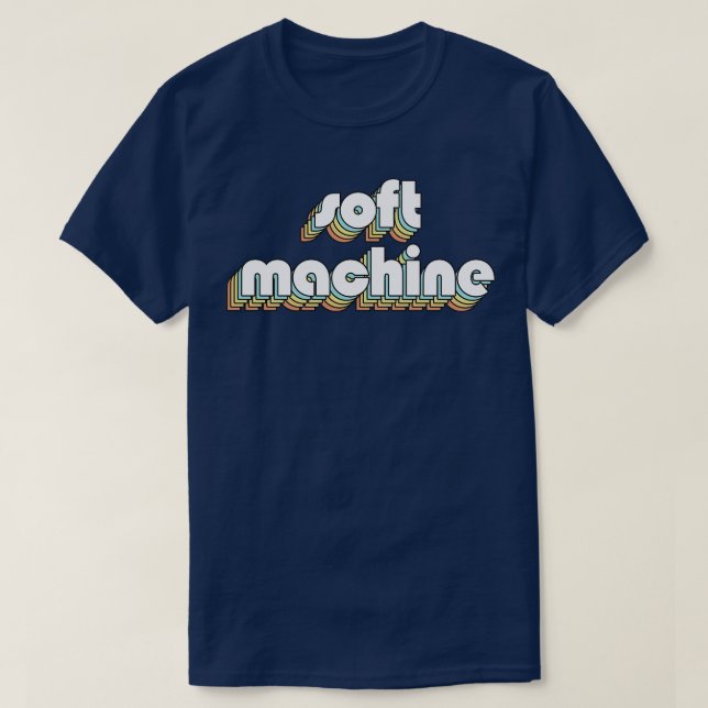 Weichmaschine Retro-Regenbogentypografie verblasst T-Shirt (Design vorne)