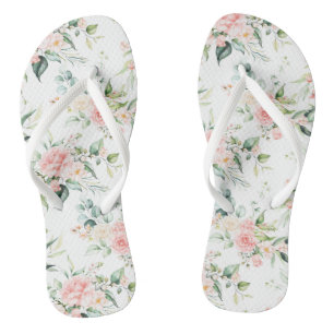 Weichpastellmuster in Rosa Rose Blume Flip Flops