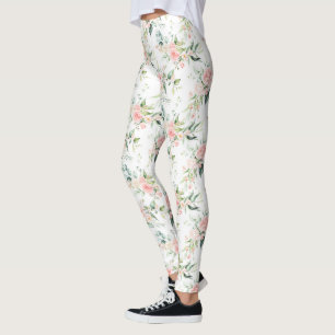Weichpastellmuster in Rosa Rose Blume Leggings