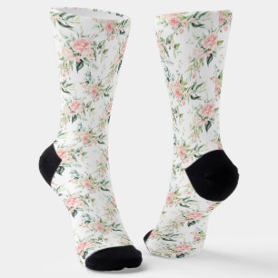 Weichpastellmuster in Rosa Rose Blume Socken