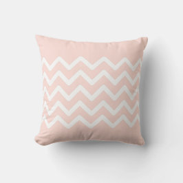 Weichpastellrosa und weißes Zigzag-Muster Kissen