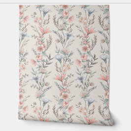 Weichpfirsichkette und Blaue Blume Tapete