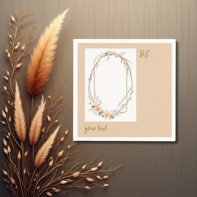 Weichpfirsichton rustikal minimale florale Monogra Serviette (Von Creator hochgeladen)