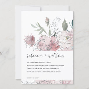 WEICHPINK BLUSH WATERCOLOR FLUSSBREITE INVITE DANKESKARTE