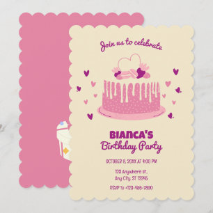 Weichrosa niedliche Geburtstag Einladung