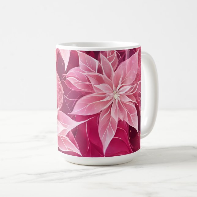 Weichrosa Poinsettia Kaffeetasse (VorderseiteRechts)