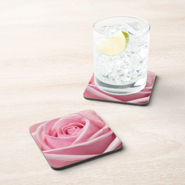 Weichrosa Rose Getränkeuntersetzer (Rechte Seite)