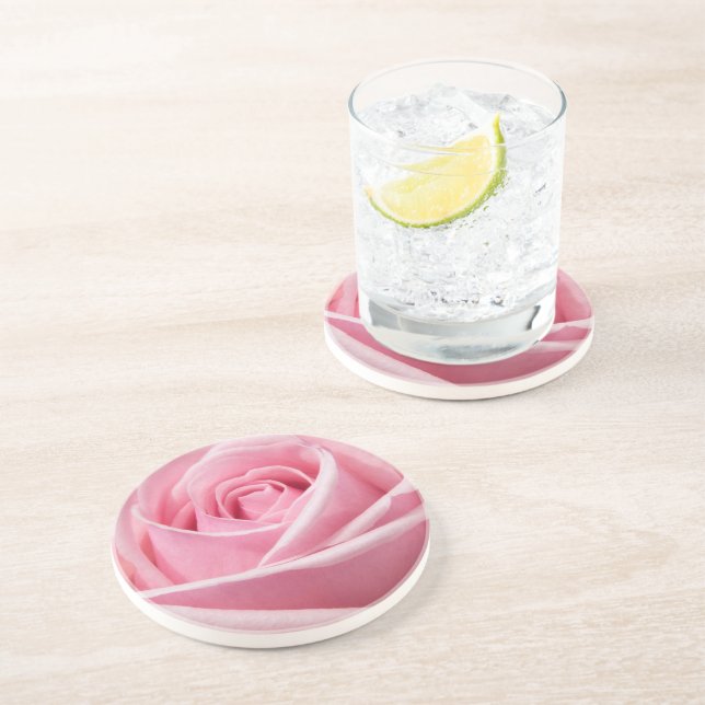 Weichrosa Rose Getränkeuntersetzer (Seite)