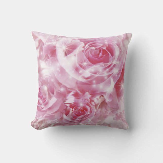 Weichrosa Rosen Kissen (Vorderseite)