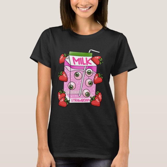 Weichtcore-Ästhetik Japanische Erdbeermilch Box E T-Shirt (Vorderseite)