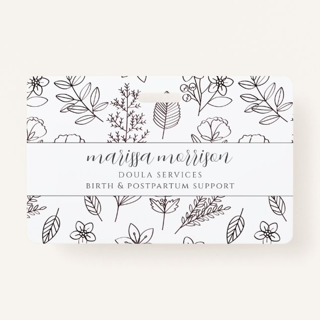 Weichteil gezogene Blüte auf rosa Doula-Abzeichen Ausweis (Vorderseite)