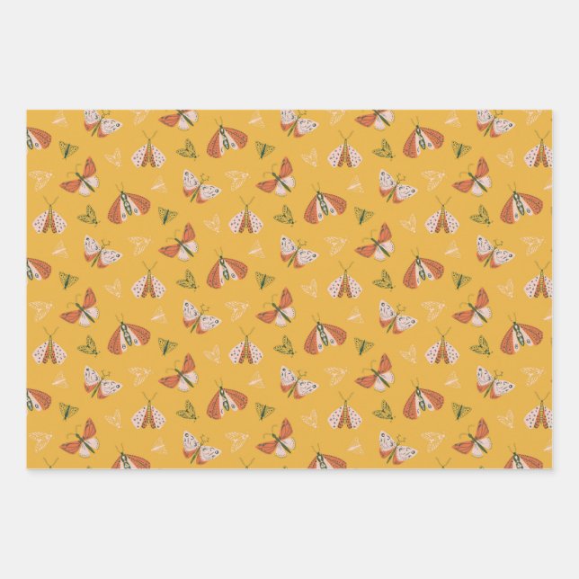 Weichteil gezogene Motten bohisches Muster Geschenkpapier Set (Vorderseite)