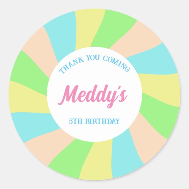 Weichteil-Pastellton-Retro-Kindergewohnheit Runder Aufkleber (Vorderseite)