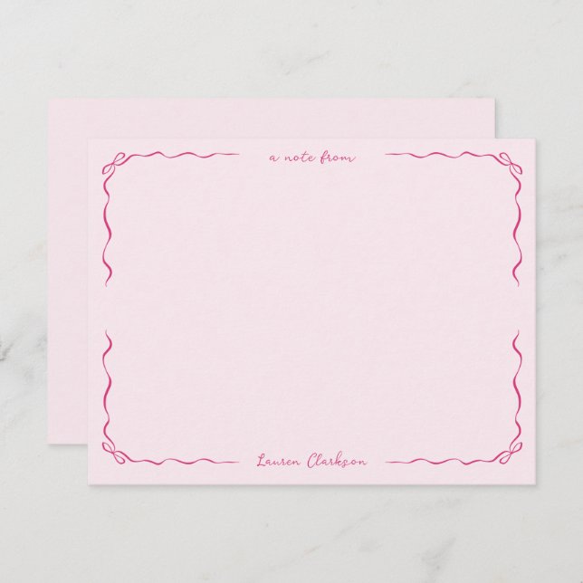 Weichteil rosa Border Note Card Mitteilungskarte (Vorne/Hinten)