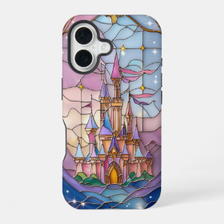 Weichteil verkleidete Glasburg Szene in Pastel Hue iPhone 16 Hülle