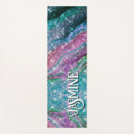 Weichteilblauer lila Glitzer Monogramm Yogamatte