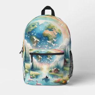 Weichteile Rainbow Earth Fantasy Scene Bedruckter Rucksack