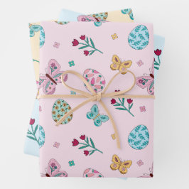 Weichteileier, Schmetterling und Blumenkohl Geschenkpapier Set